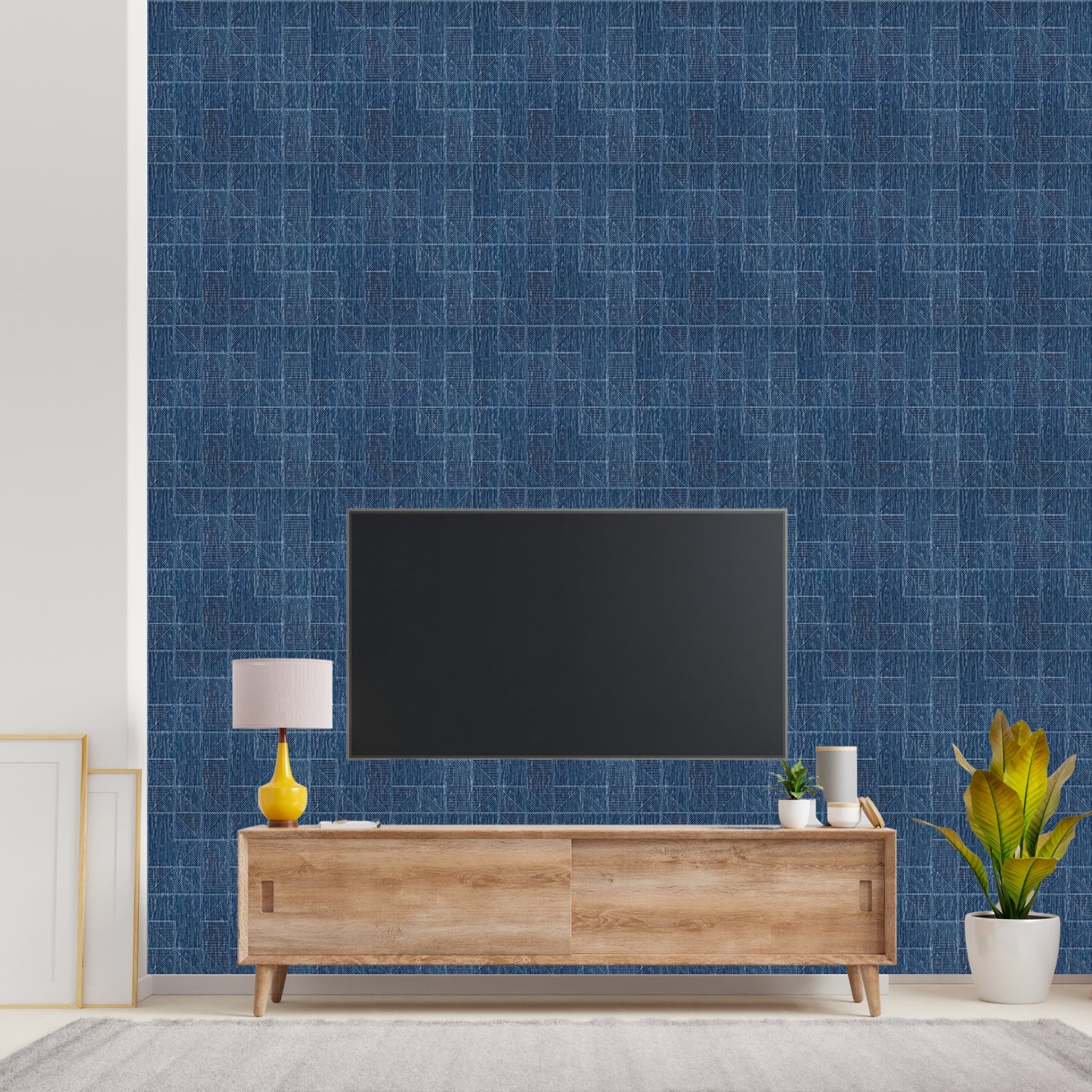 Electric Blue Self Adhesive Panels Stripe Design
