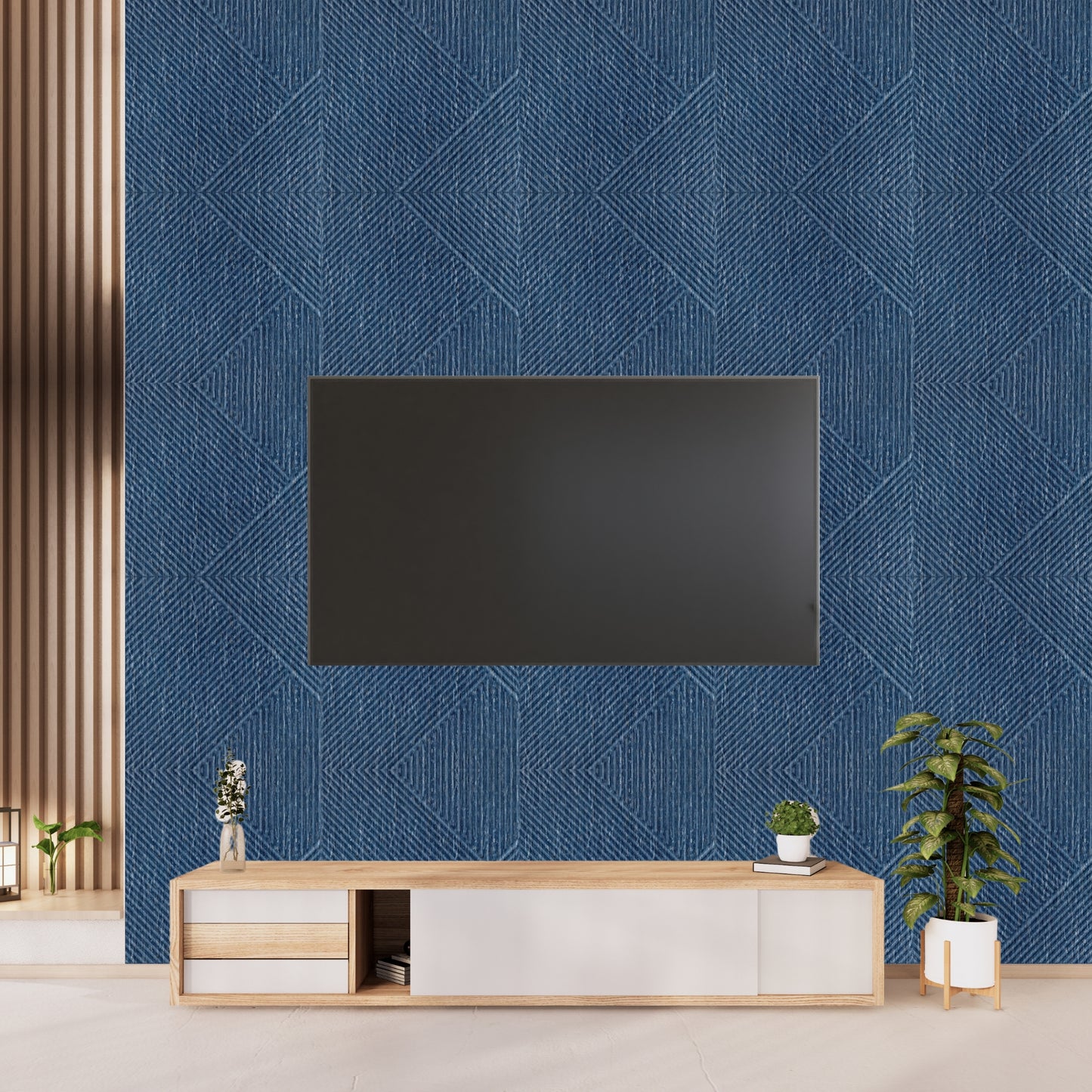 Electric Blue Self Adhesive Panels Stripe Design