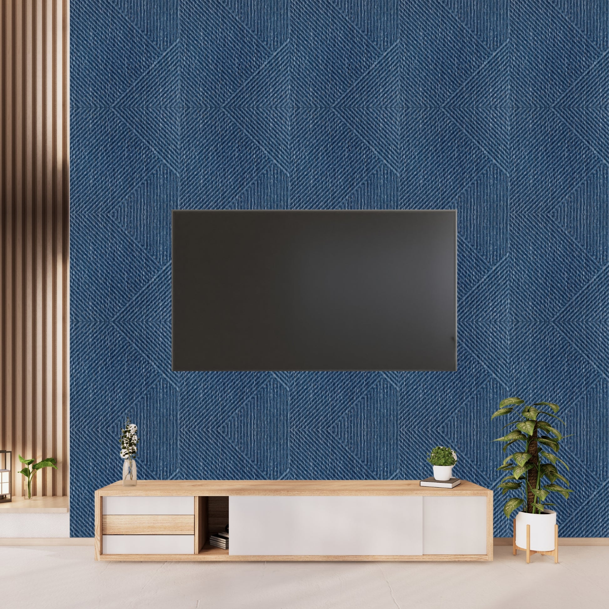 Electric Blue Self Adhesive Panels Stripe Design