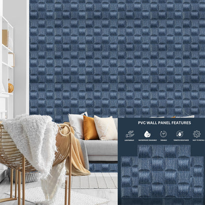 Electric Blue Back Block Design 3D Wall Panel View-1