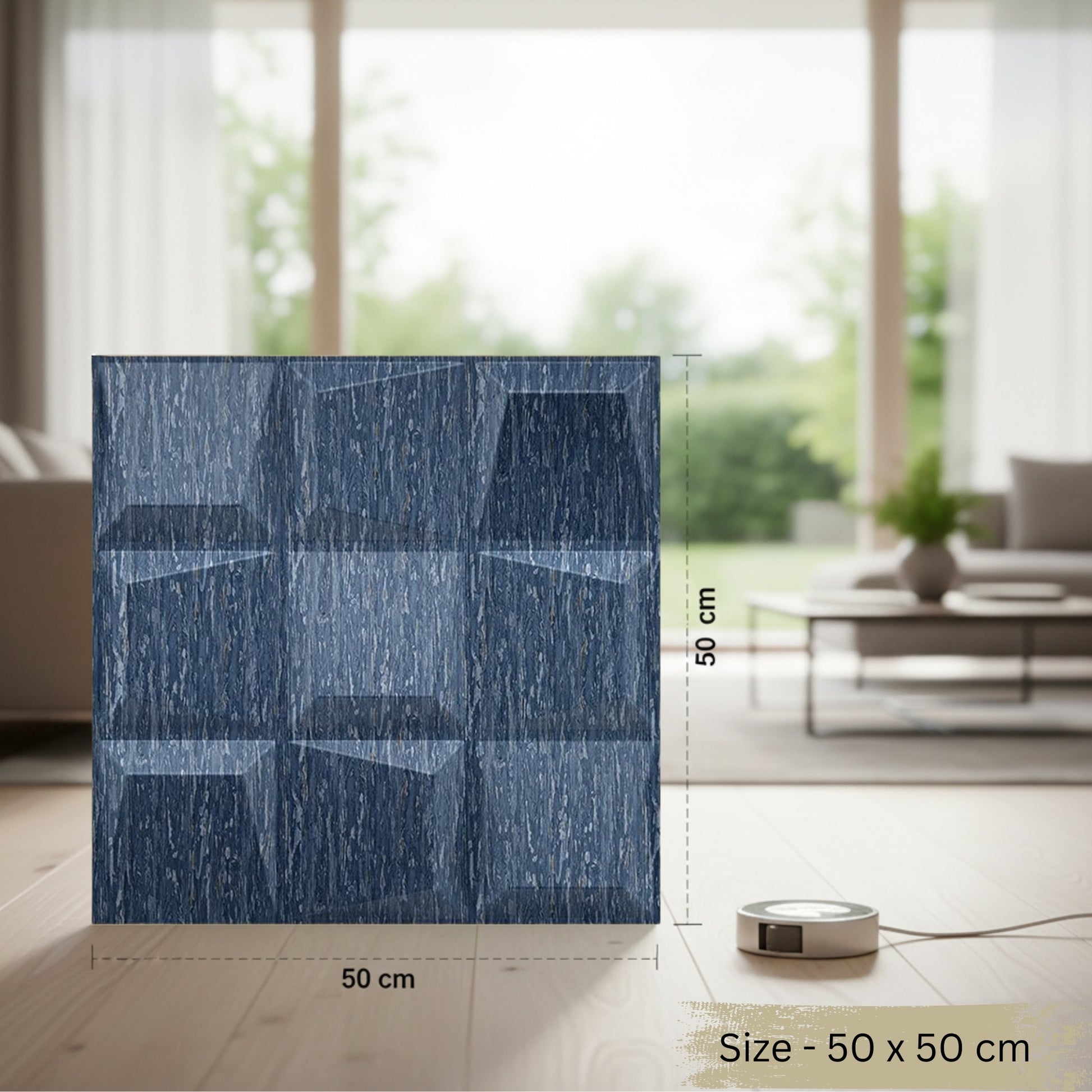Electric Blue Cubical Design 3D Wall Panels View-4