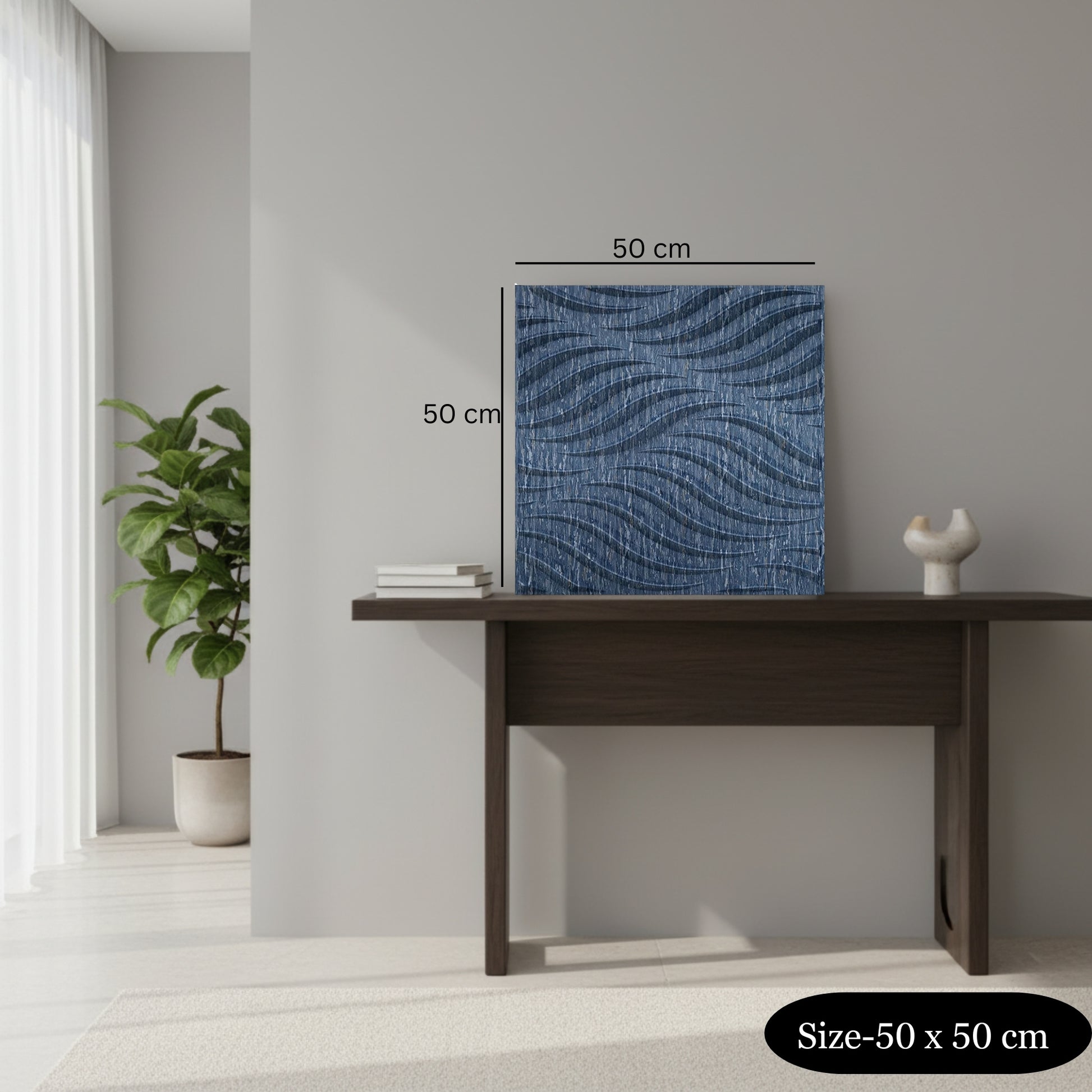Electric Blue 3D Wall Panels Swirl Design front