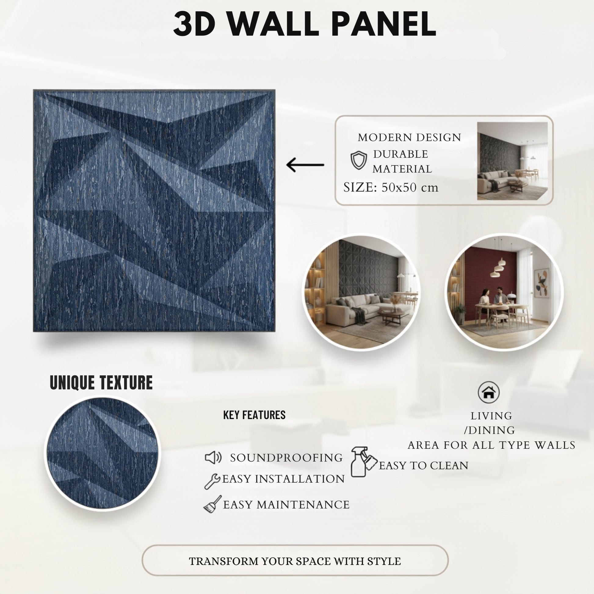Electic Blue 3D Wall Panels Alps Design-4
