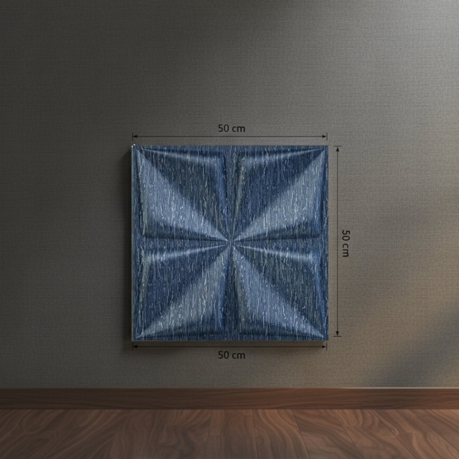 Electric Blue Bloom Design 3D Wall Panel View-3