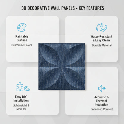 Electric Blue 3D Wall Panel Butterfly Design Front View