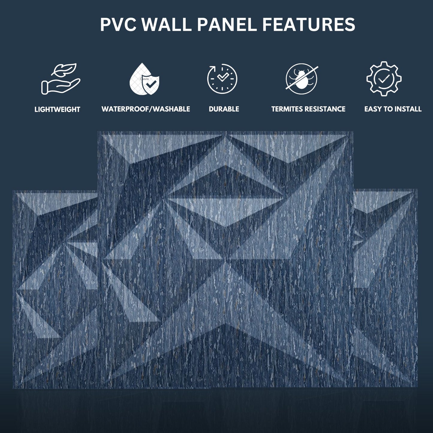 Electric Blue Diamond Design 3D Wall Panel-4
