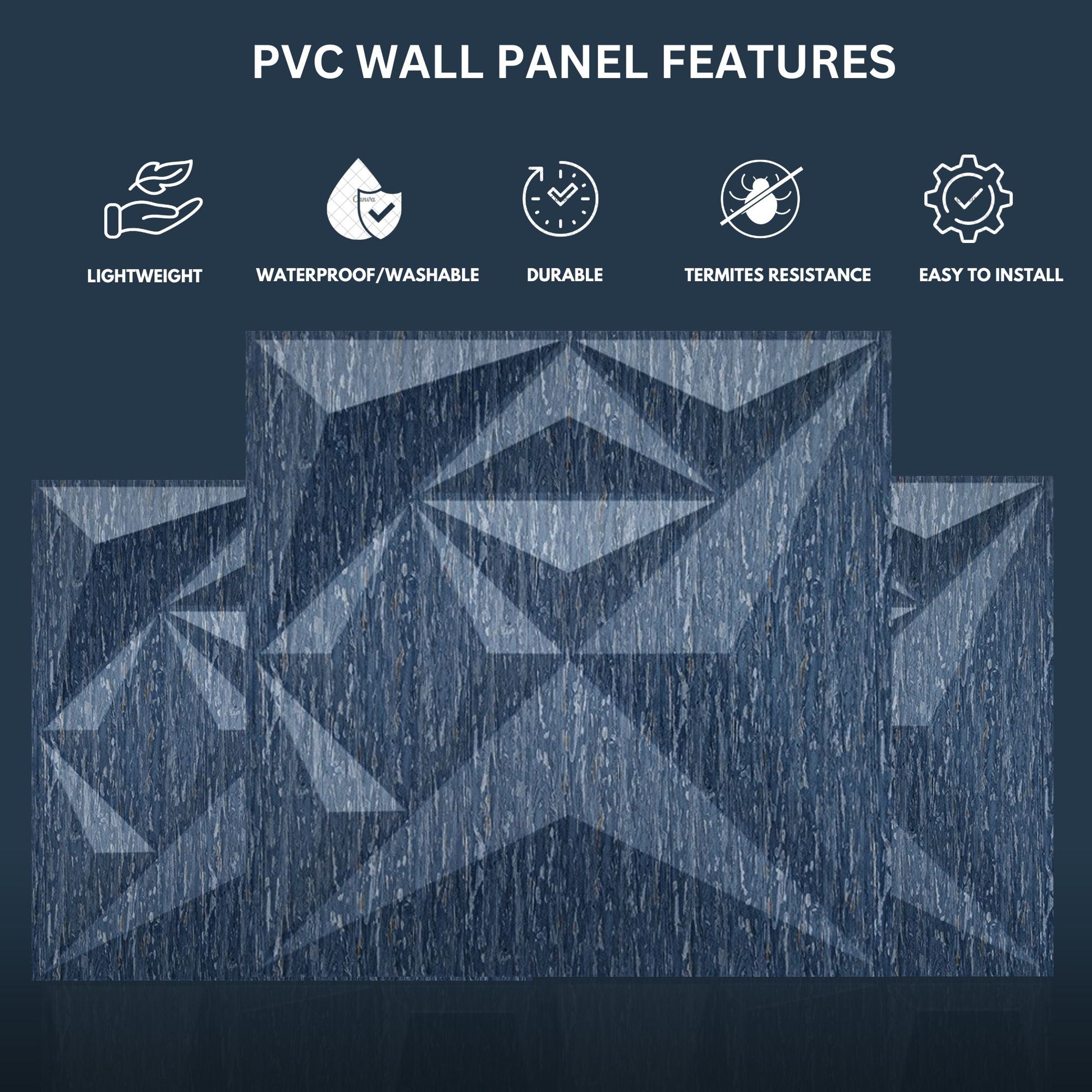 Electric Blue Diamond Design 3D Wall Panel-4