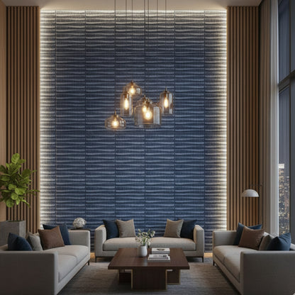 Electric Blue 3D Wall Panels Dune Design