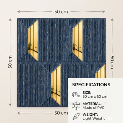Electric Blue Gold Artisan Design Acrylic 3D Wall Panel-6