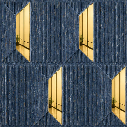 Electric Blue Gold Artisan Design Acrylic 3D Wall Panel