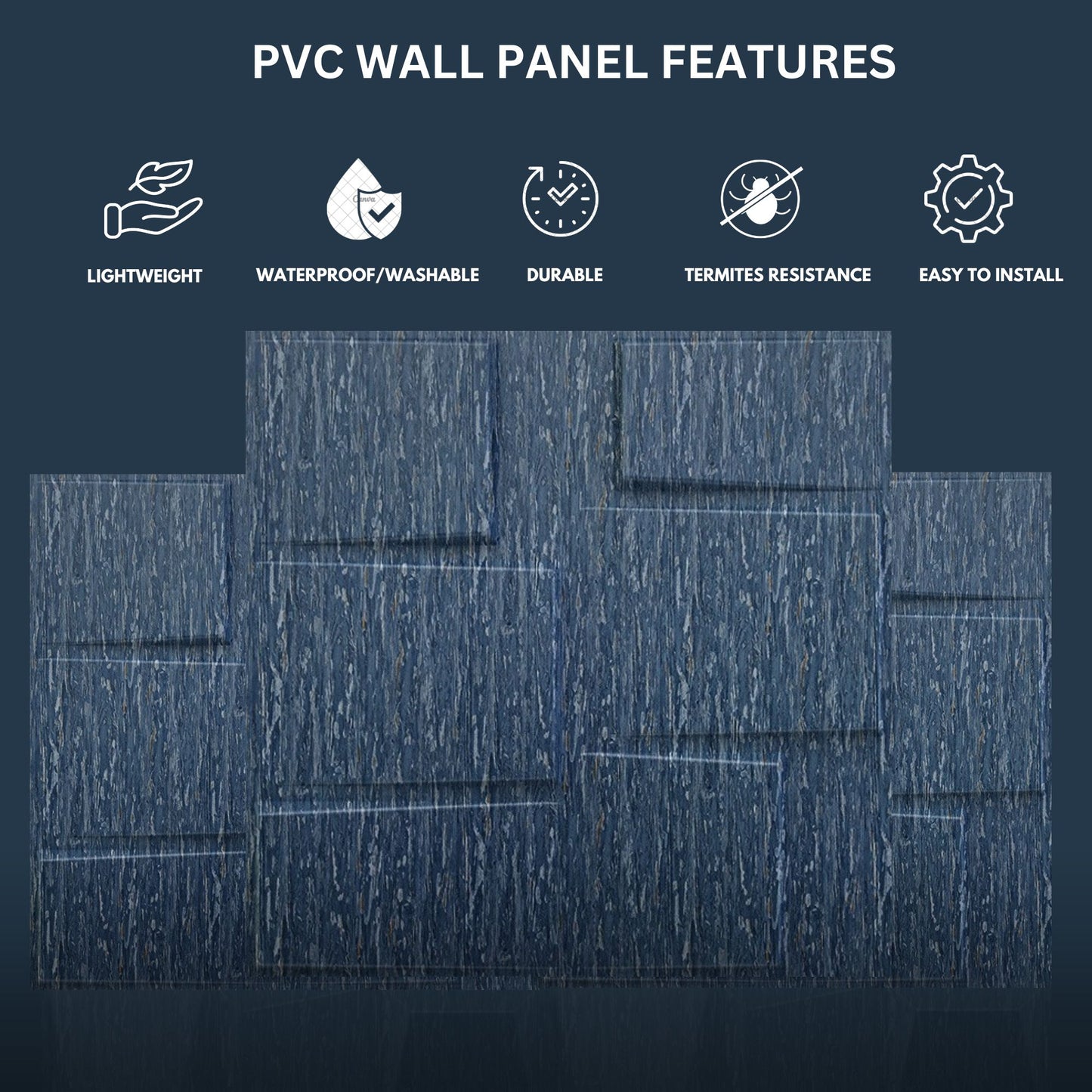 Electric Blue Stream Design 3D Wall Panel-3