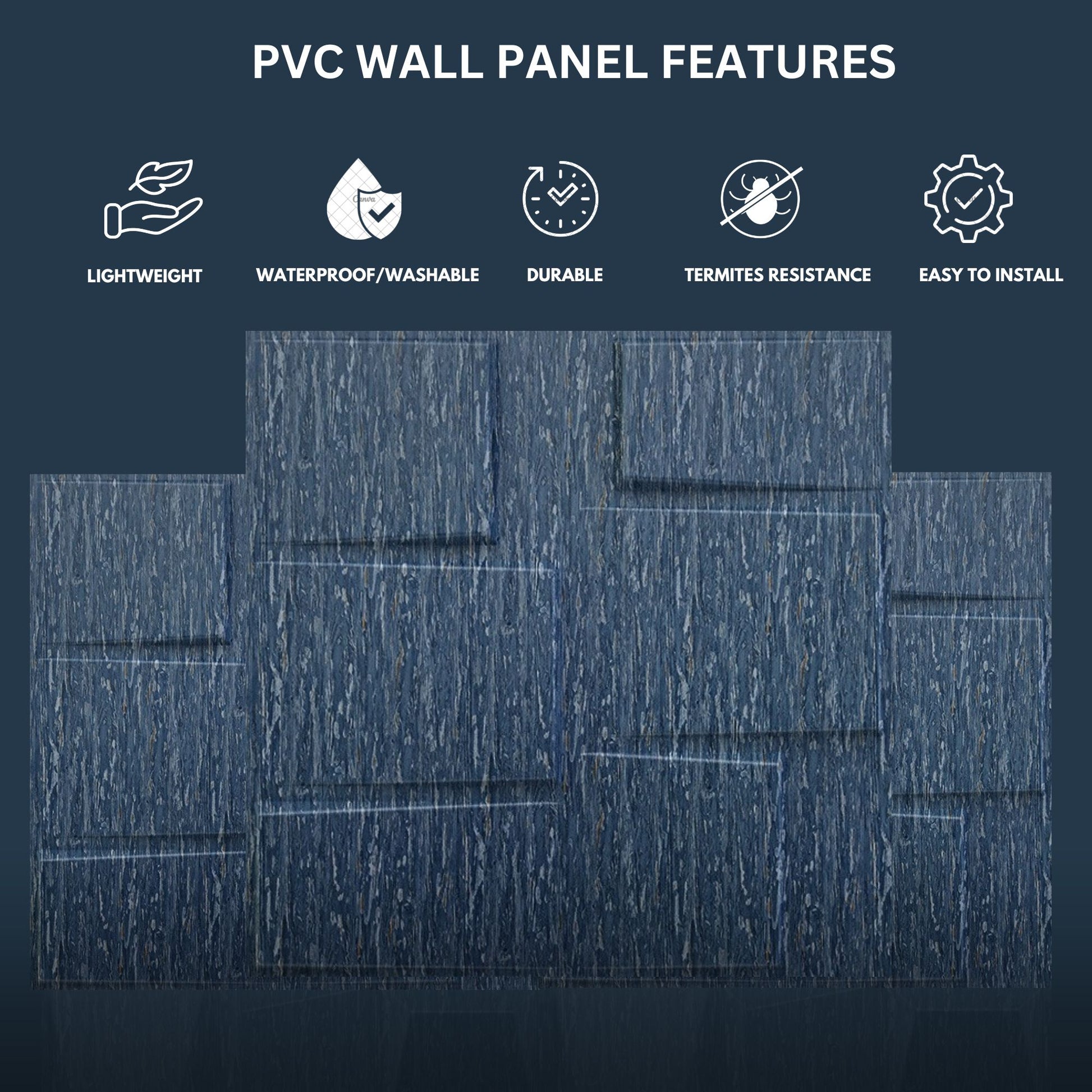 Electric Blue Stream Design 3D Wall Panel-3