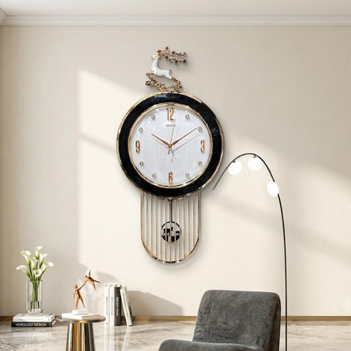Classic Wall Clock Decorative Size-43 cm | Horn Black White