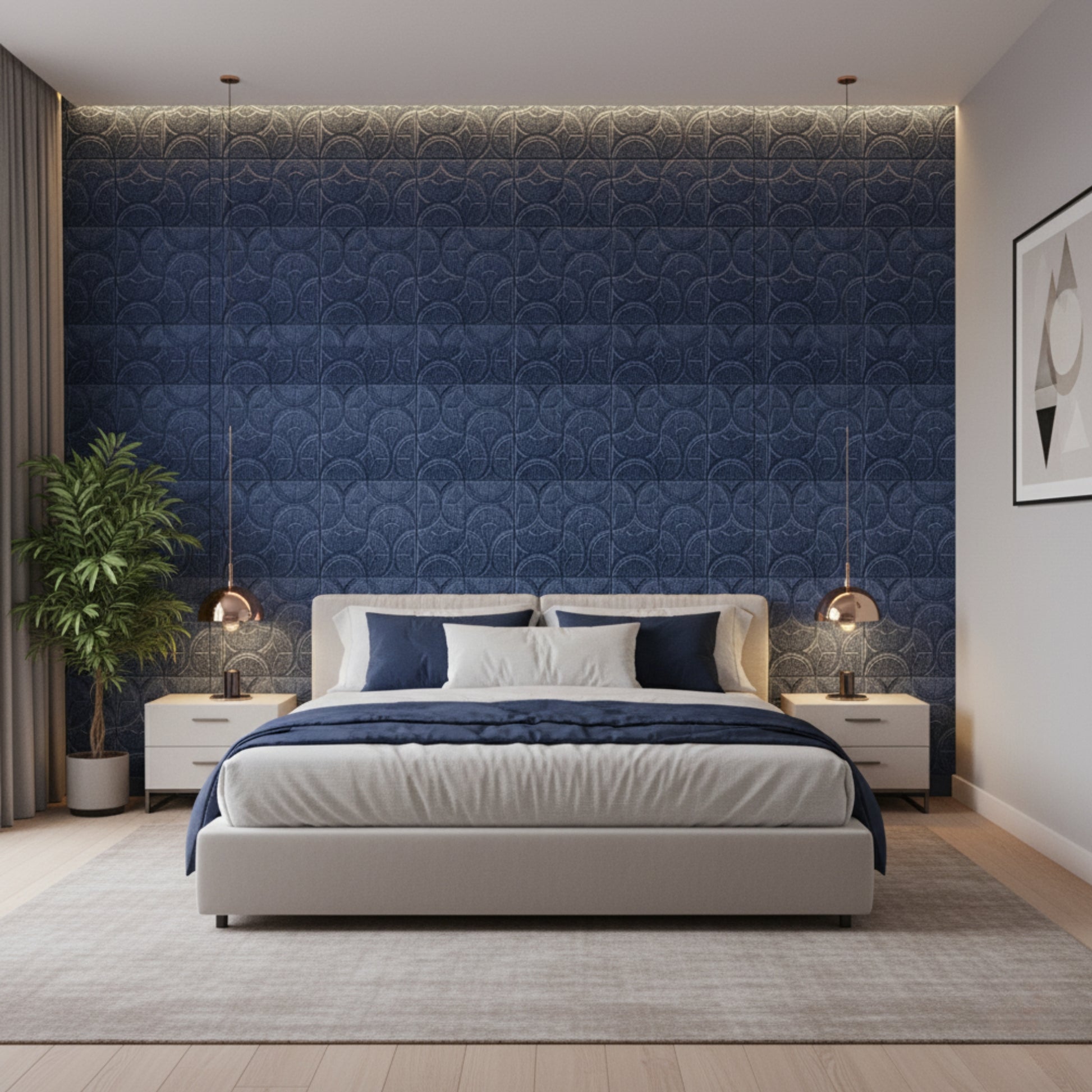 Eletric Blue 3D Wall Panels Luna Design