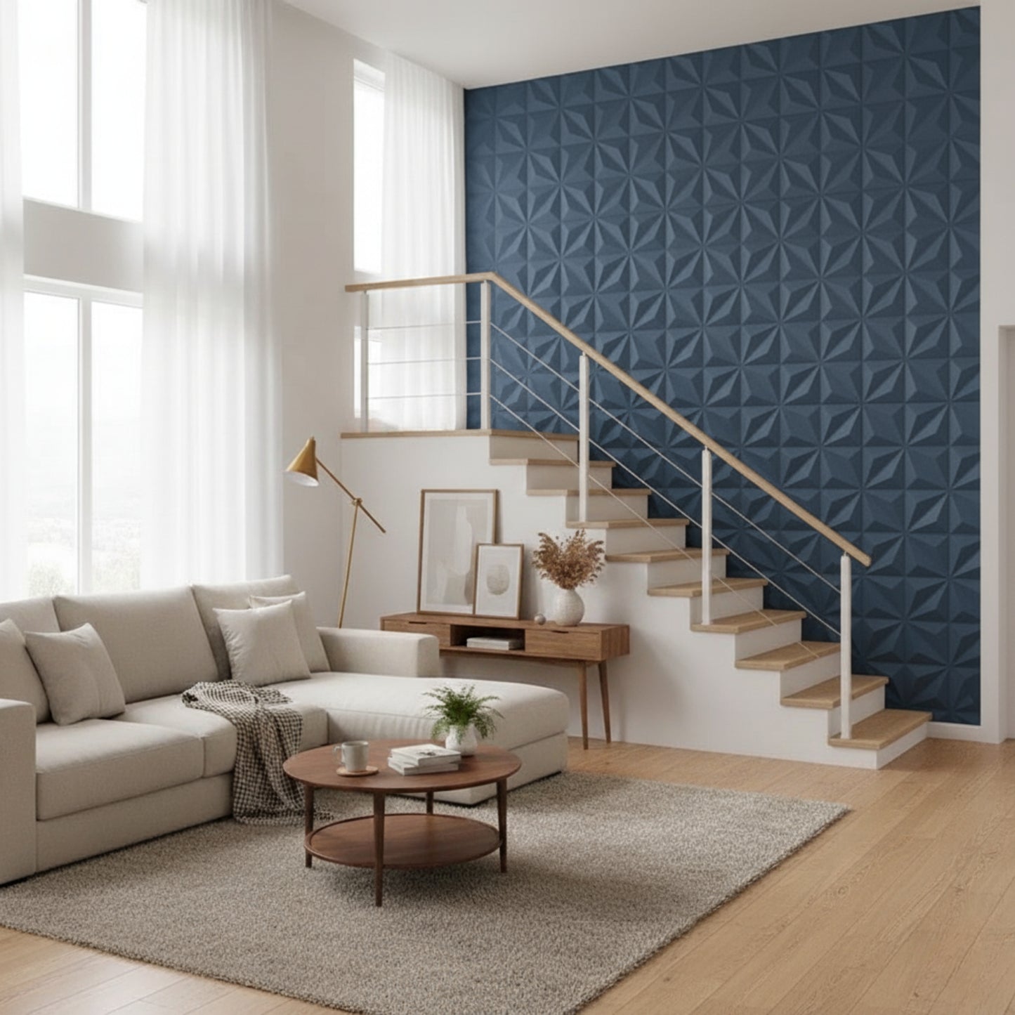 Electric Blue Crystal Design 3D Wall Panel View-2