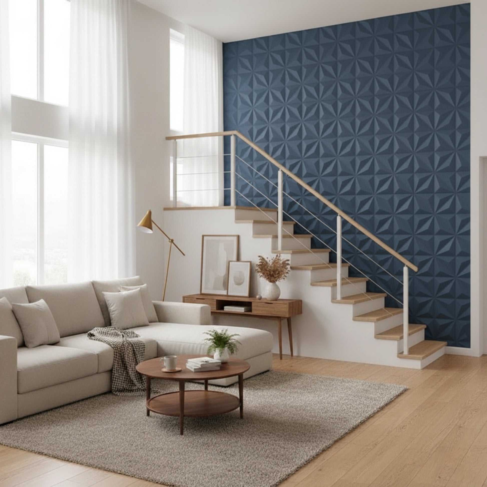Electric Blue Crystal Design 3D Wall Panel View-2
