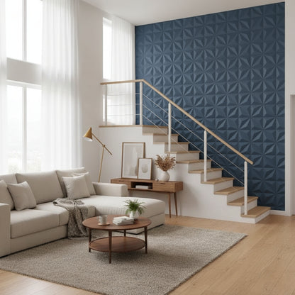 Electric Blue Crystal Design 3D Wall Panel View-2
