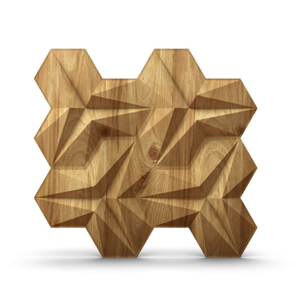 Beech Wood 3D Wall Panels Hexagon Design