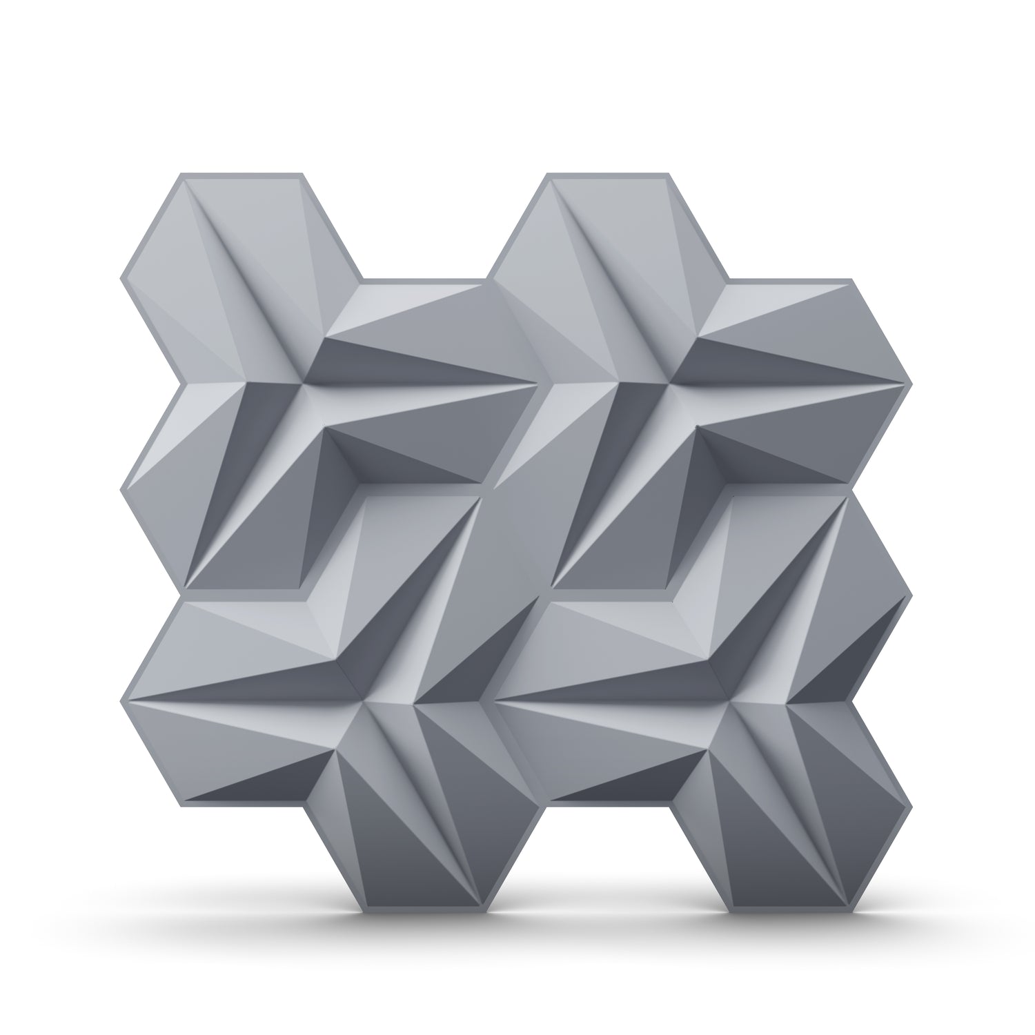 Gray 3D Wall Panels Hexagon Design