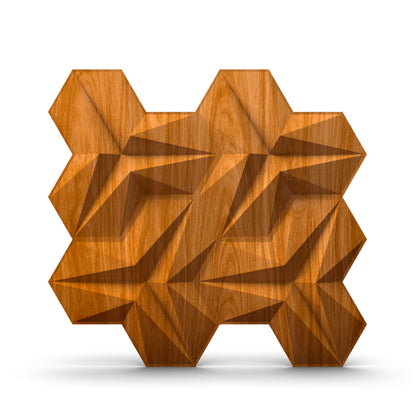 Teak Wood 3D Wall Panels Hexagon Design