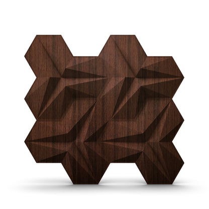 Walnut Wood 3D Wall Panels Hexagon Design