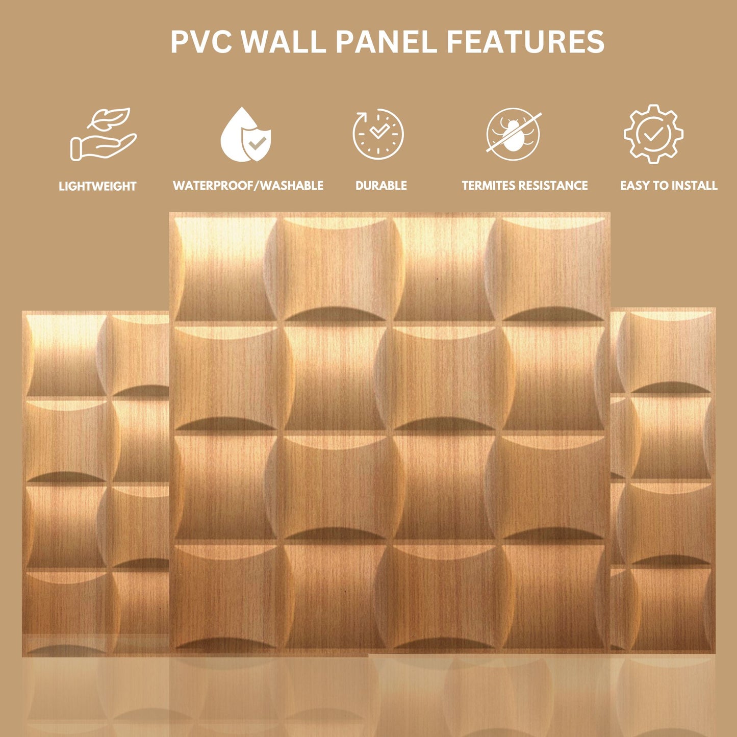 Gold Block Design 3D Wall Panel View-2