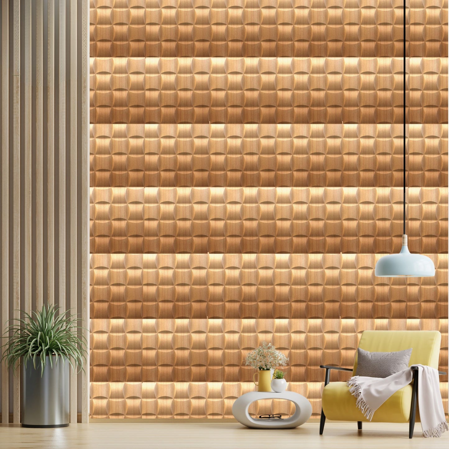 Gold Block Design 3D Wall Panel View-4