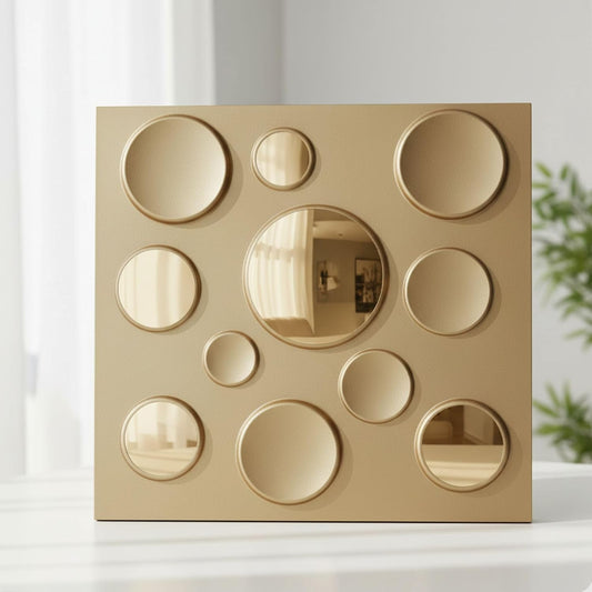 Gold 3D Wall Panels Circle Embossed Design
