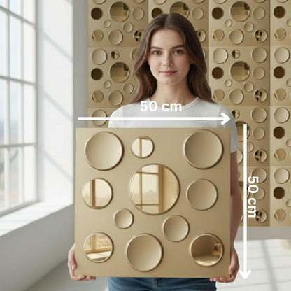 Gold 3D Wall Panels Circle Embossed Design
