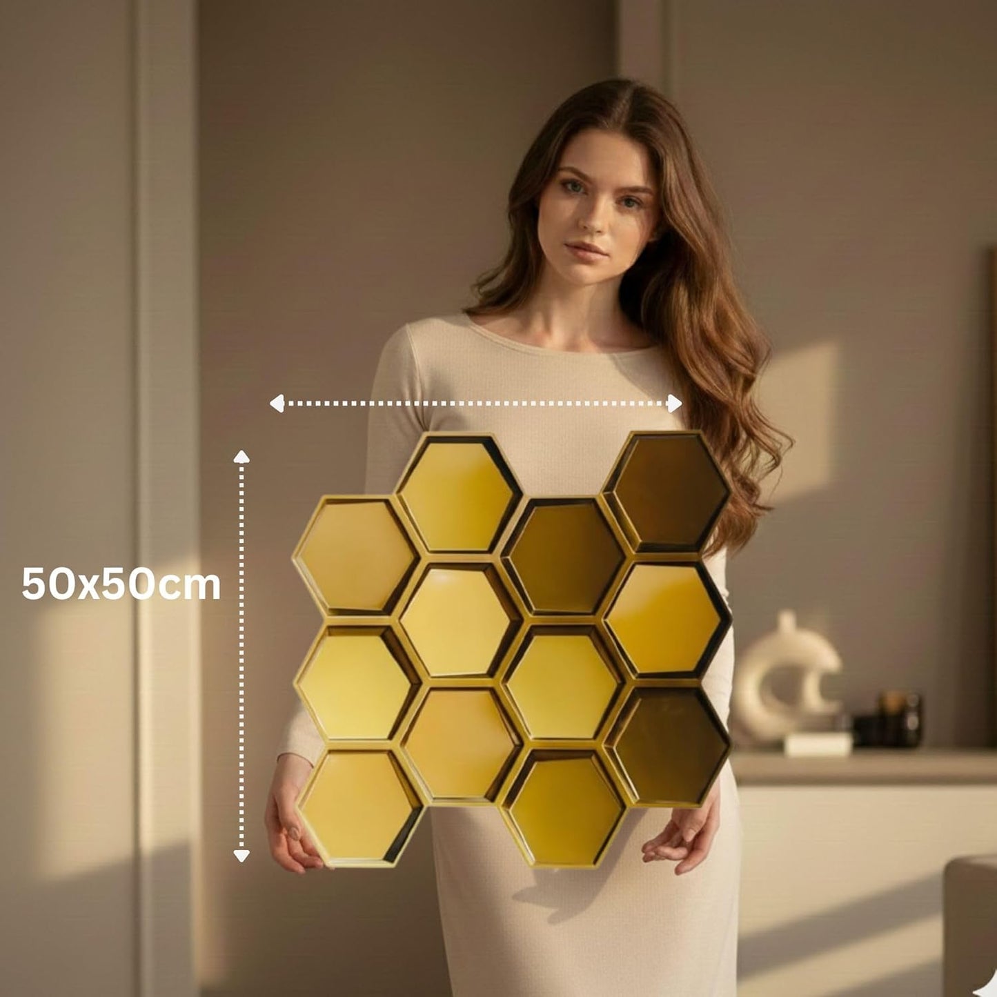 Gold 3D Wall Panels Hexagon Design-TD038-2