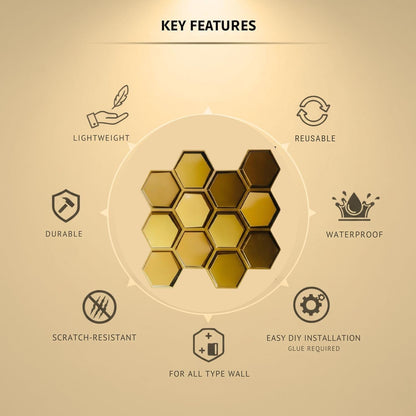 Gold 3D Wall Panels Hexagon Design-TD038-3