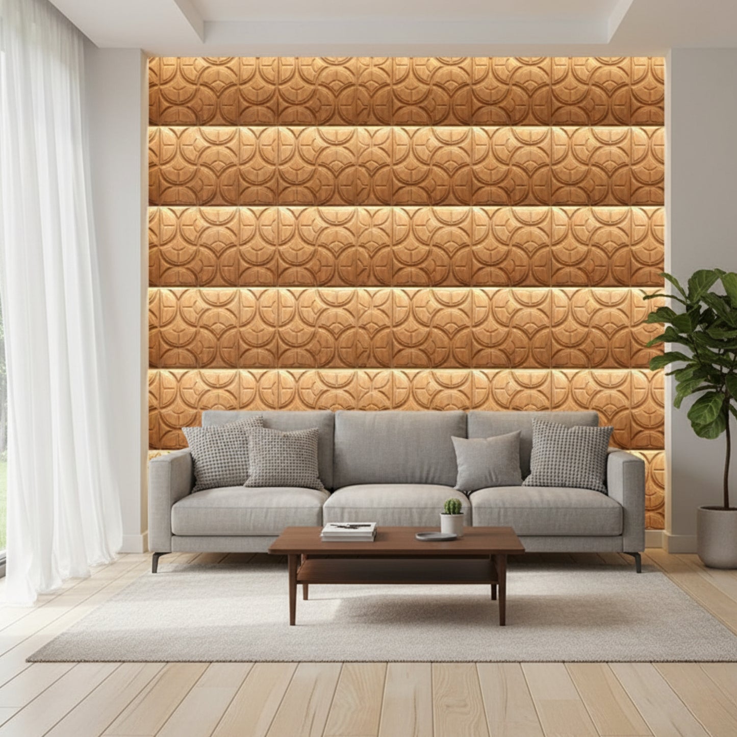 Gold 3D Wall Panels Luna Design