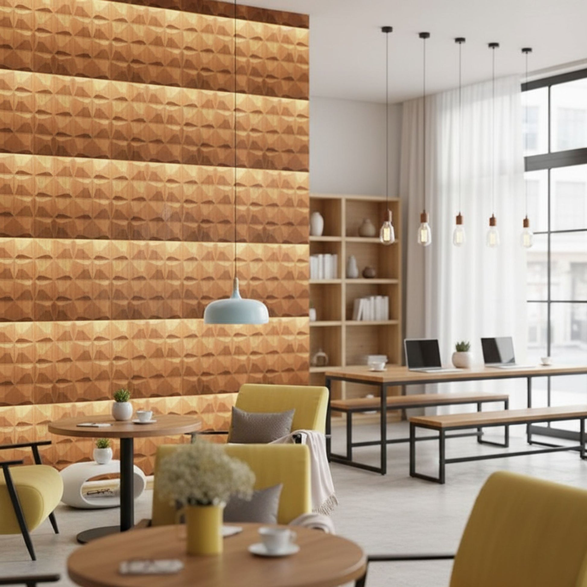 Gold 3D Wall Panels Pixel Design