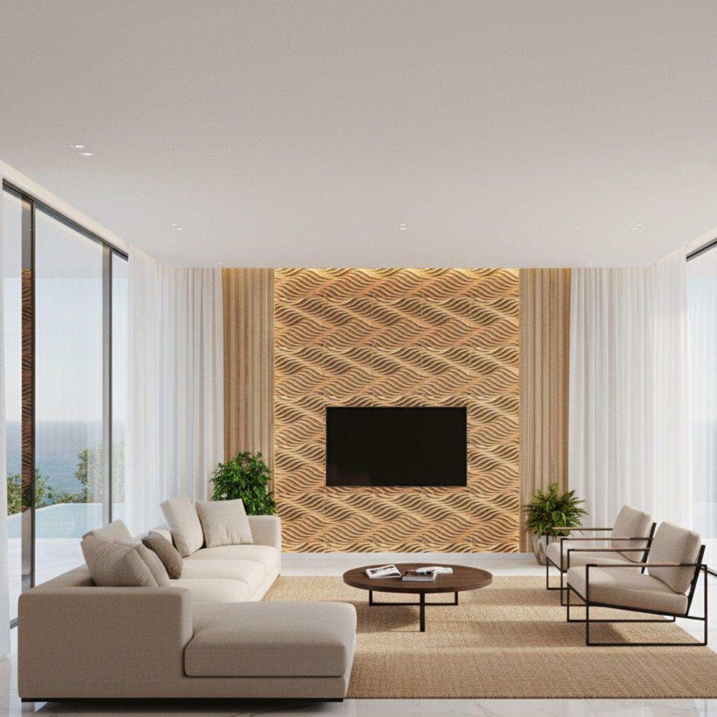 Gold 3D Wall Panels Swirl Design front