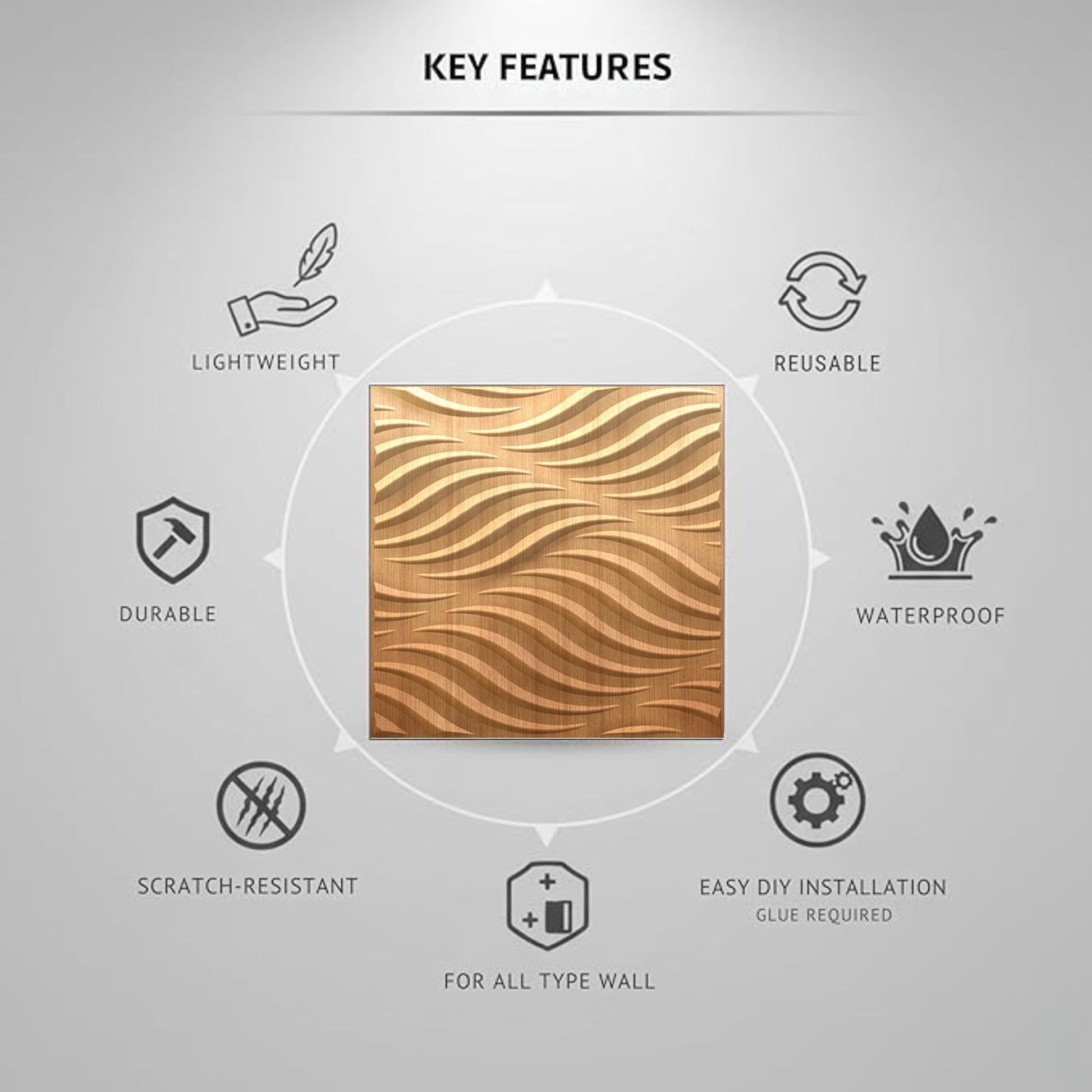 Gold 3D Wall Panels Swirl Design front