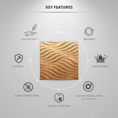 Gold 3D Wall Panels Swirl Design front