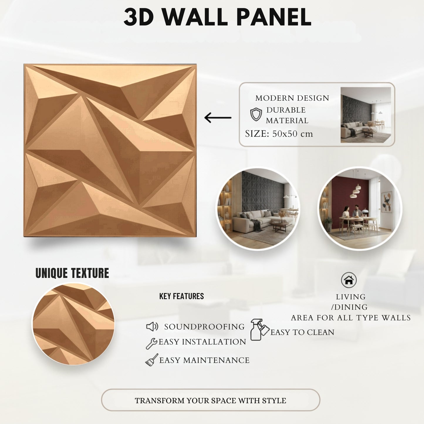 Gold 3D Wall Panels Alps Design