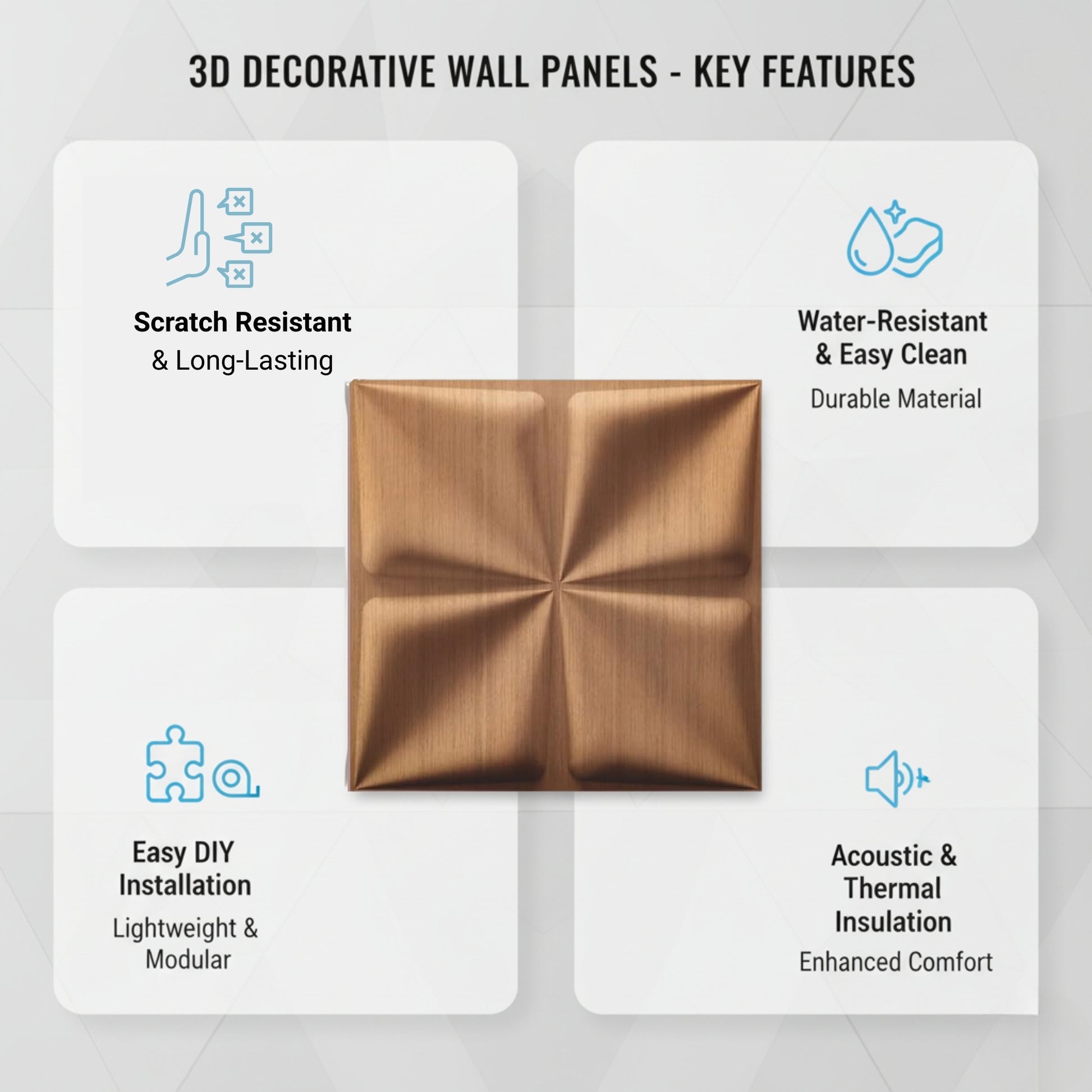 Gold Bloom Design 3D Wall Panel View-2