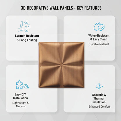 Gold Bloom Design 3D Wall Panel View-2