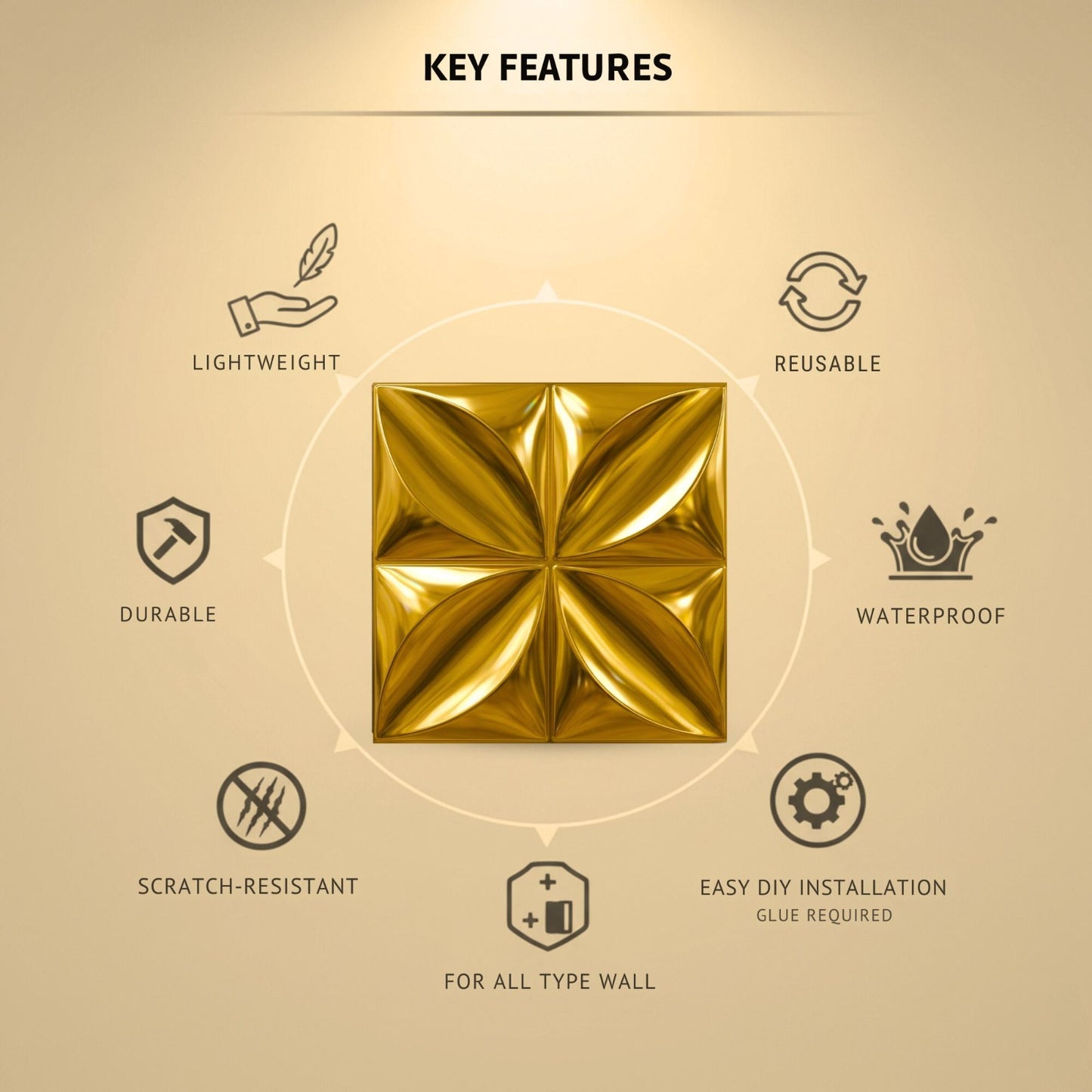 Gold 3D Wall Panels Butterfly Design