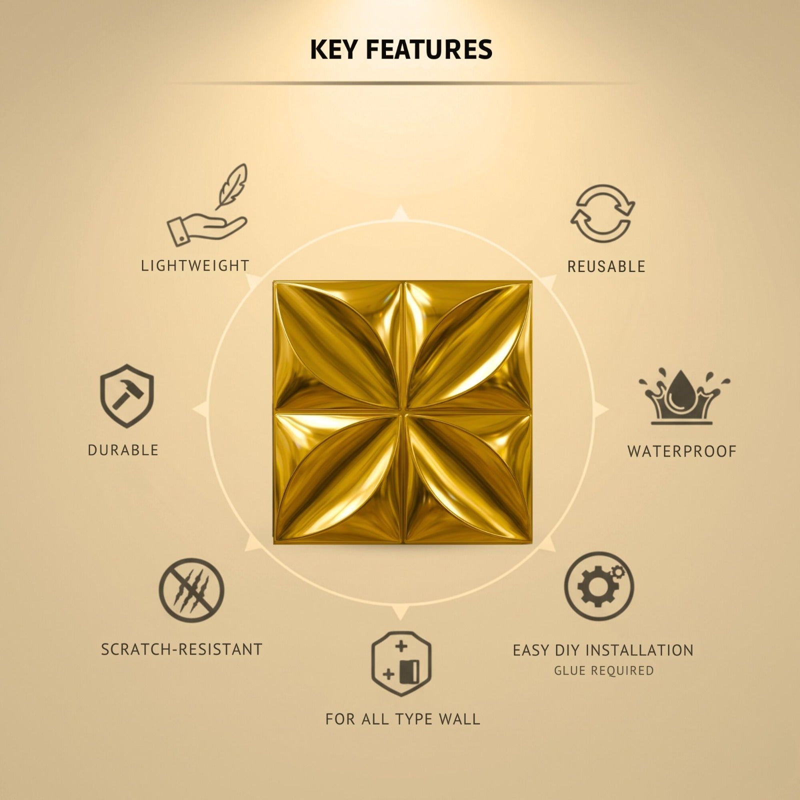 Gold 3D Wall Panels Butterfly Design