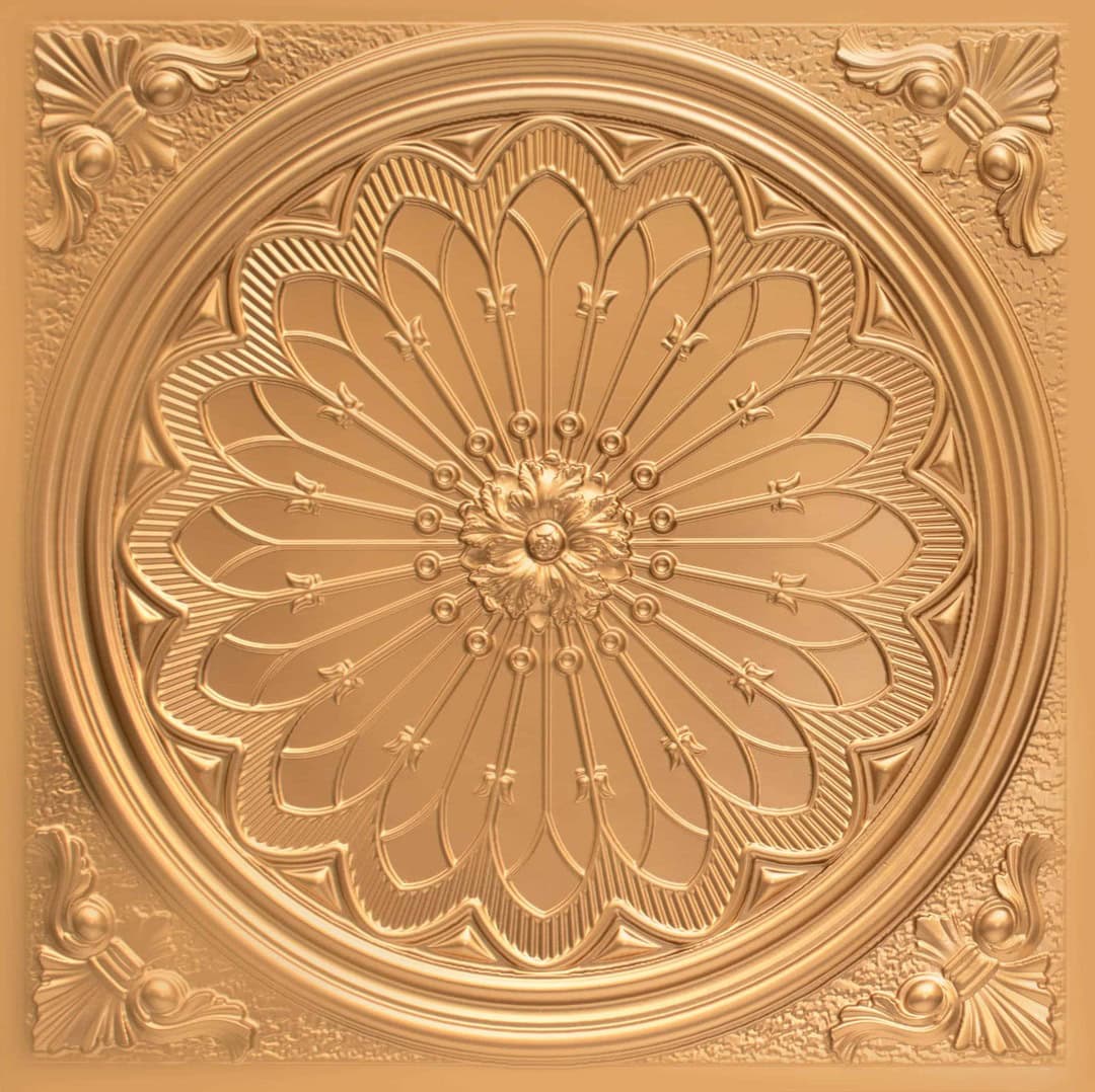 Gold Color Grand Dahlia Design PVC Ceiling Panel