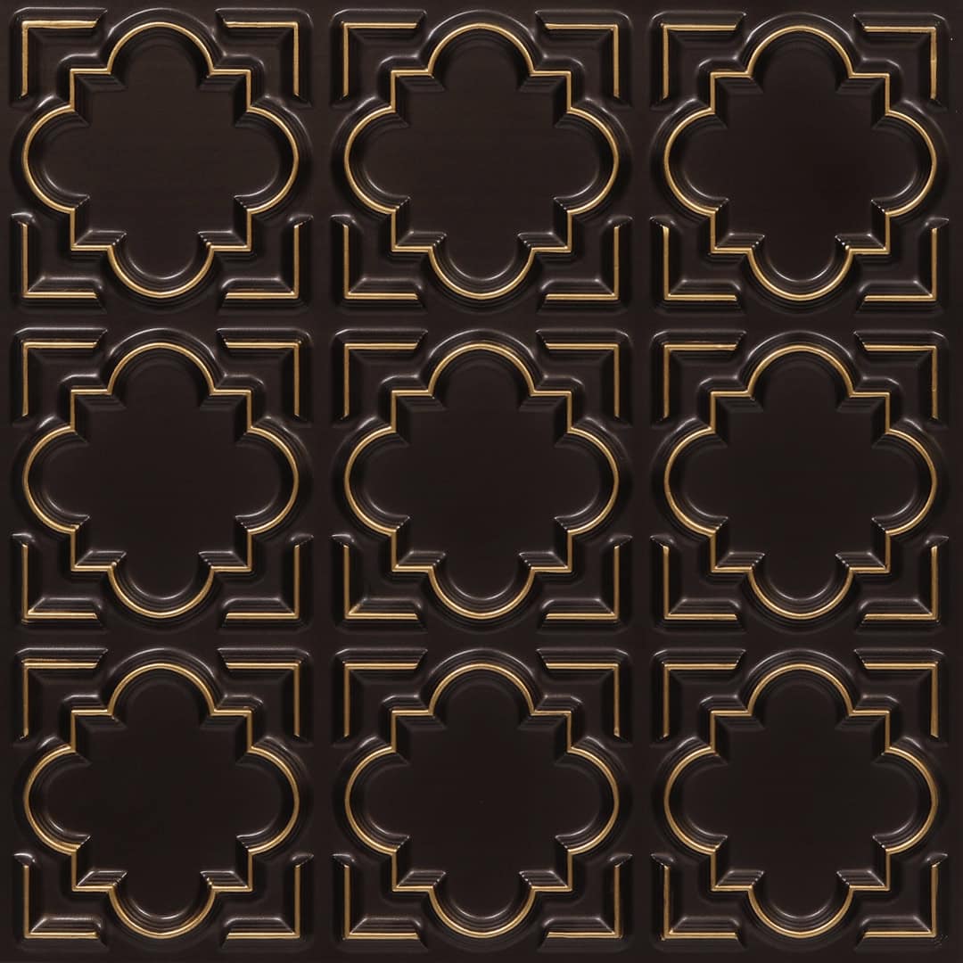 Gold Color Quatrefoil Design 3D Ceiling Panel