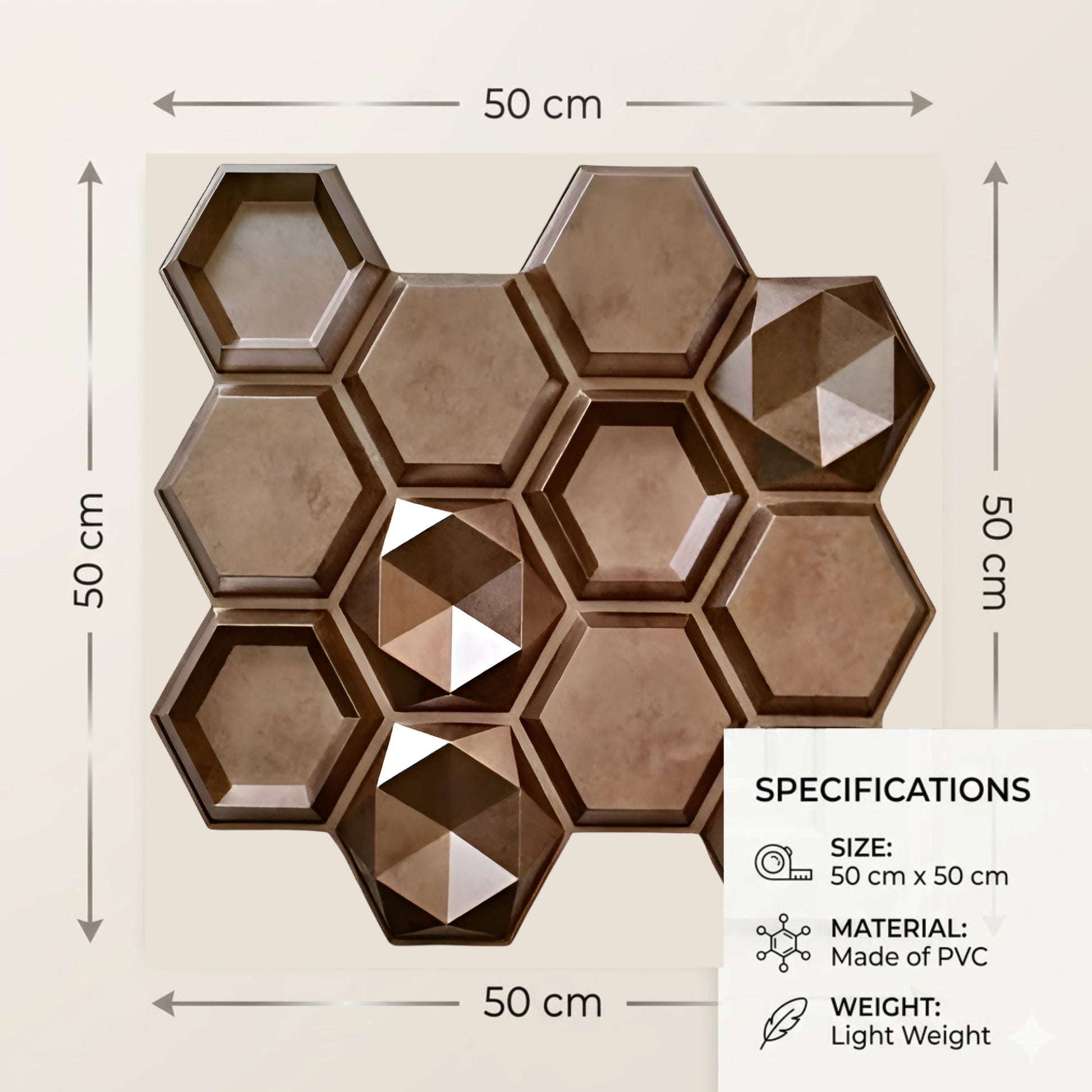 Gold Copper 3D Wall Panels Hexagon Design-2