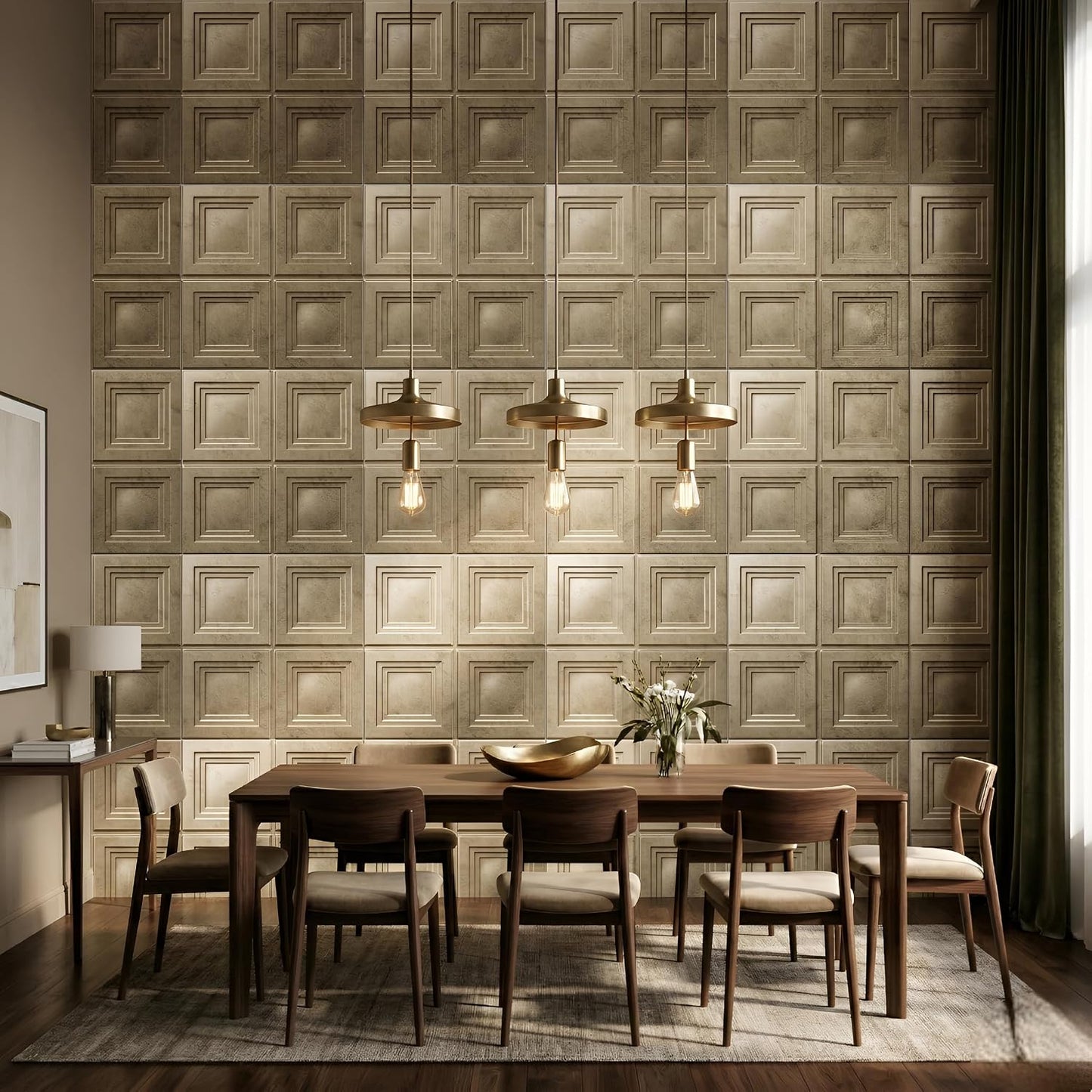 Gold Copper 3D Wall Panels Square Box Design
