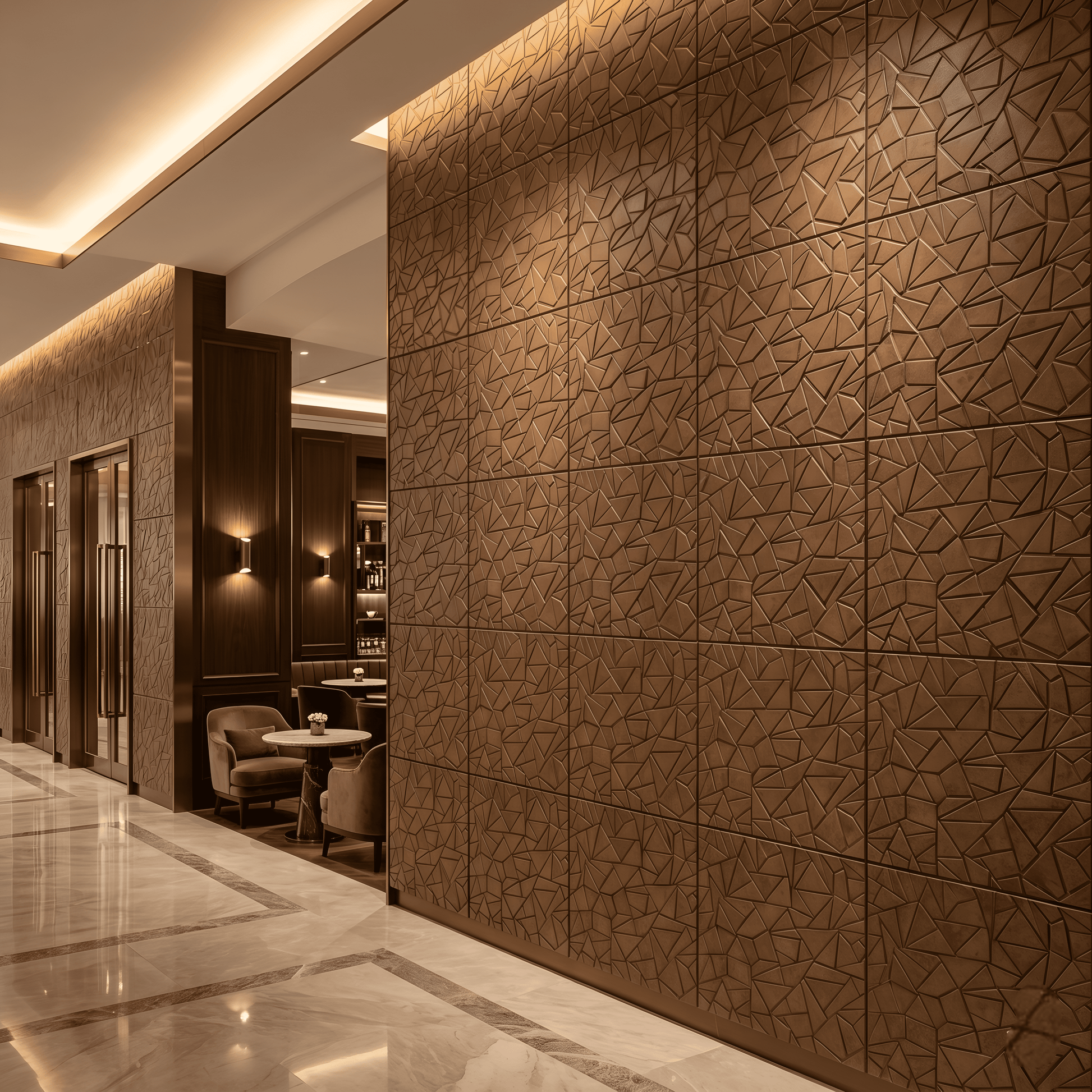 Gold Copper Geometric Design 3D Wall Panel-1