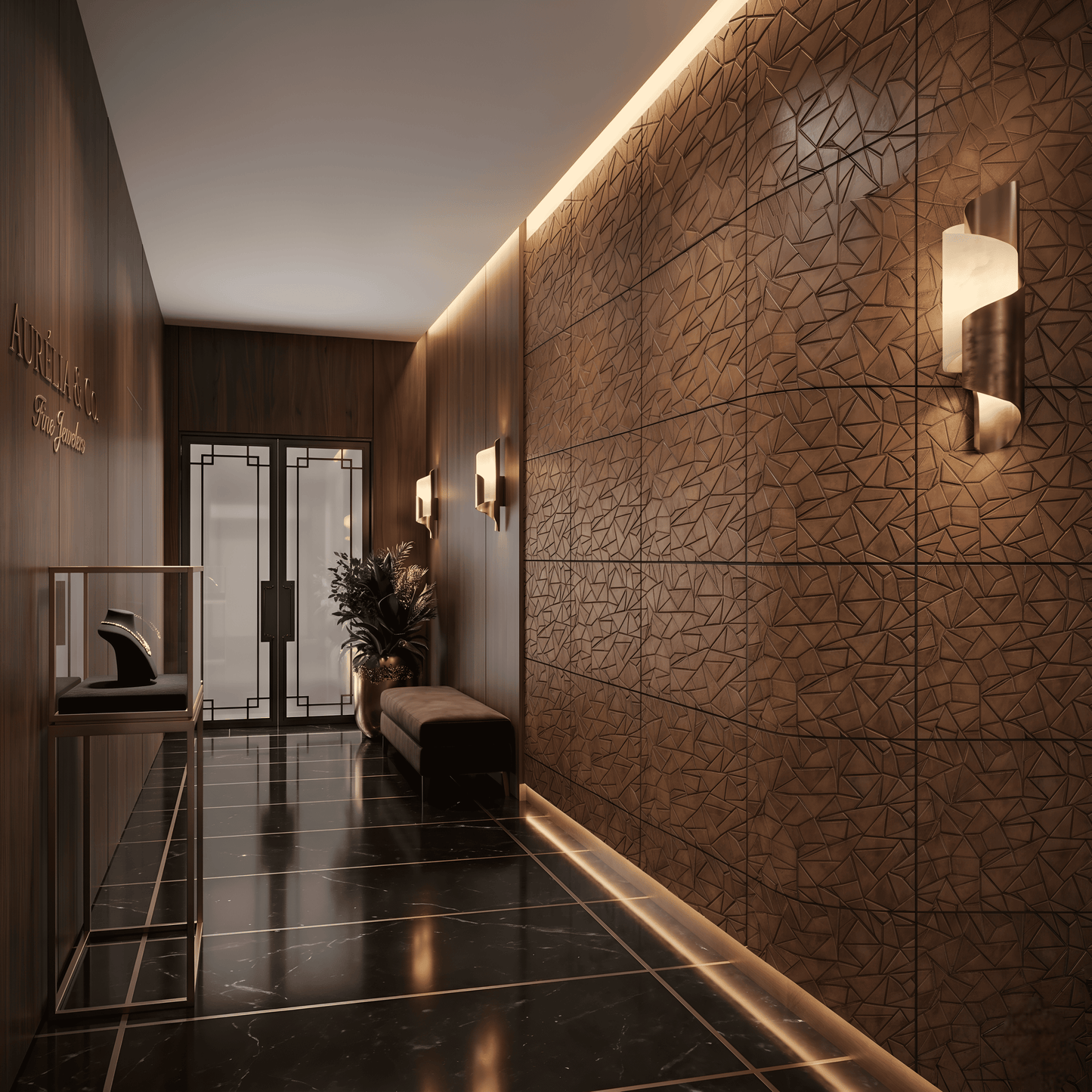 Gold Copper Geometric Design 3D Wall Panel-2