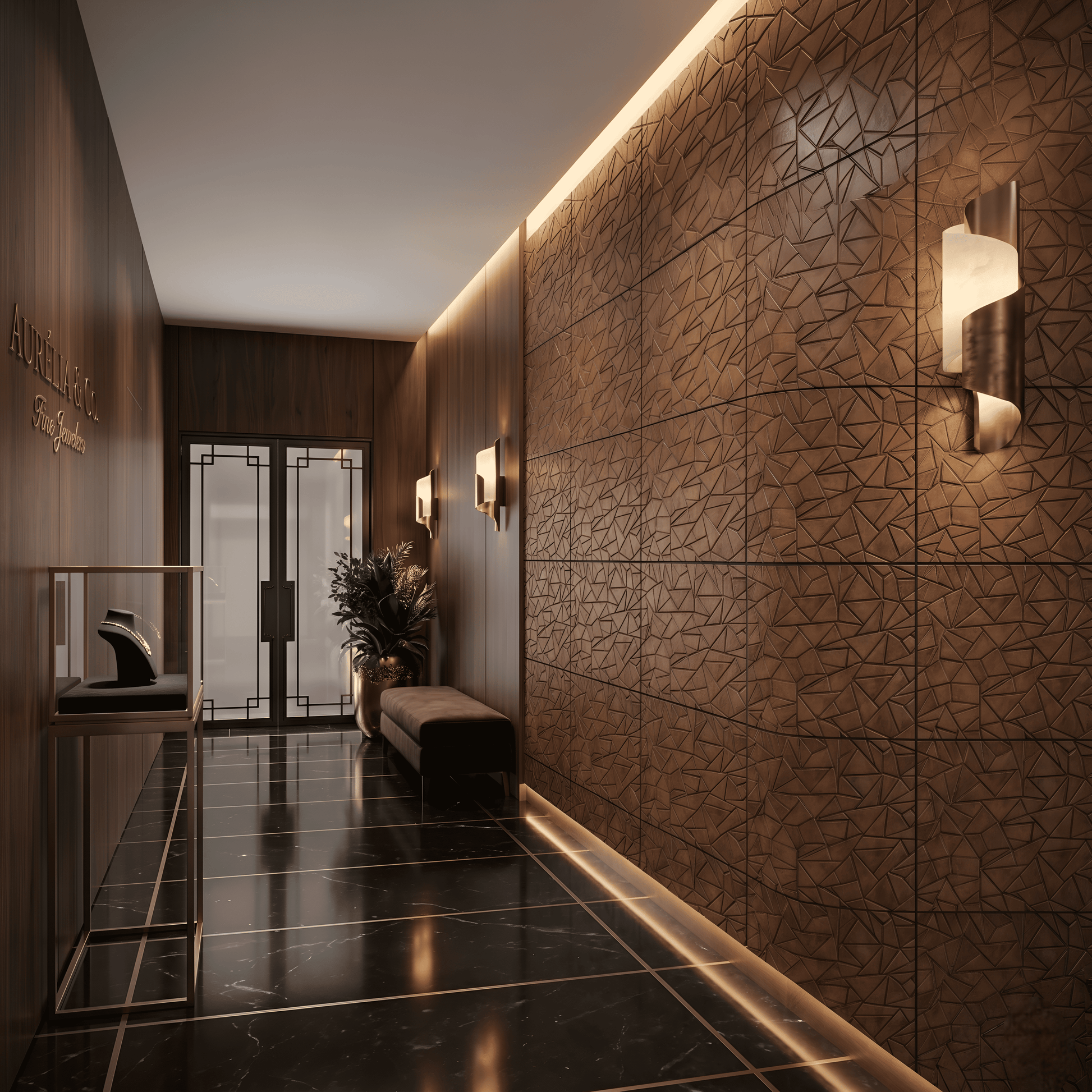 Gold Copper Geometric Design 3D Wall Panel-2