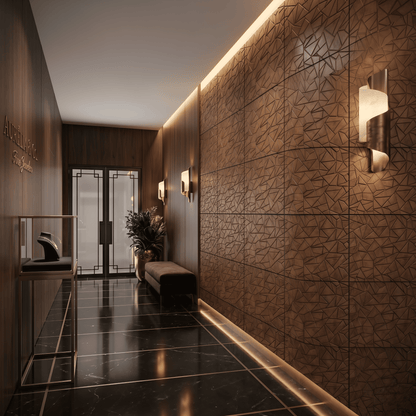 Gold Copper Geometric Design 3D Wall Panel-2