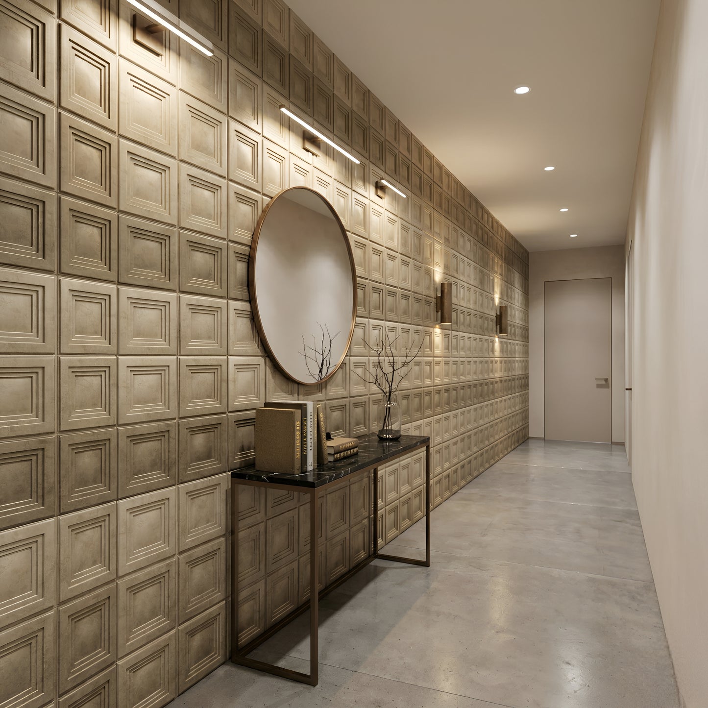 Gold Copper Square Box Design 3D Wall Panel-1